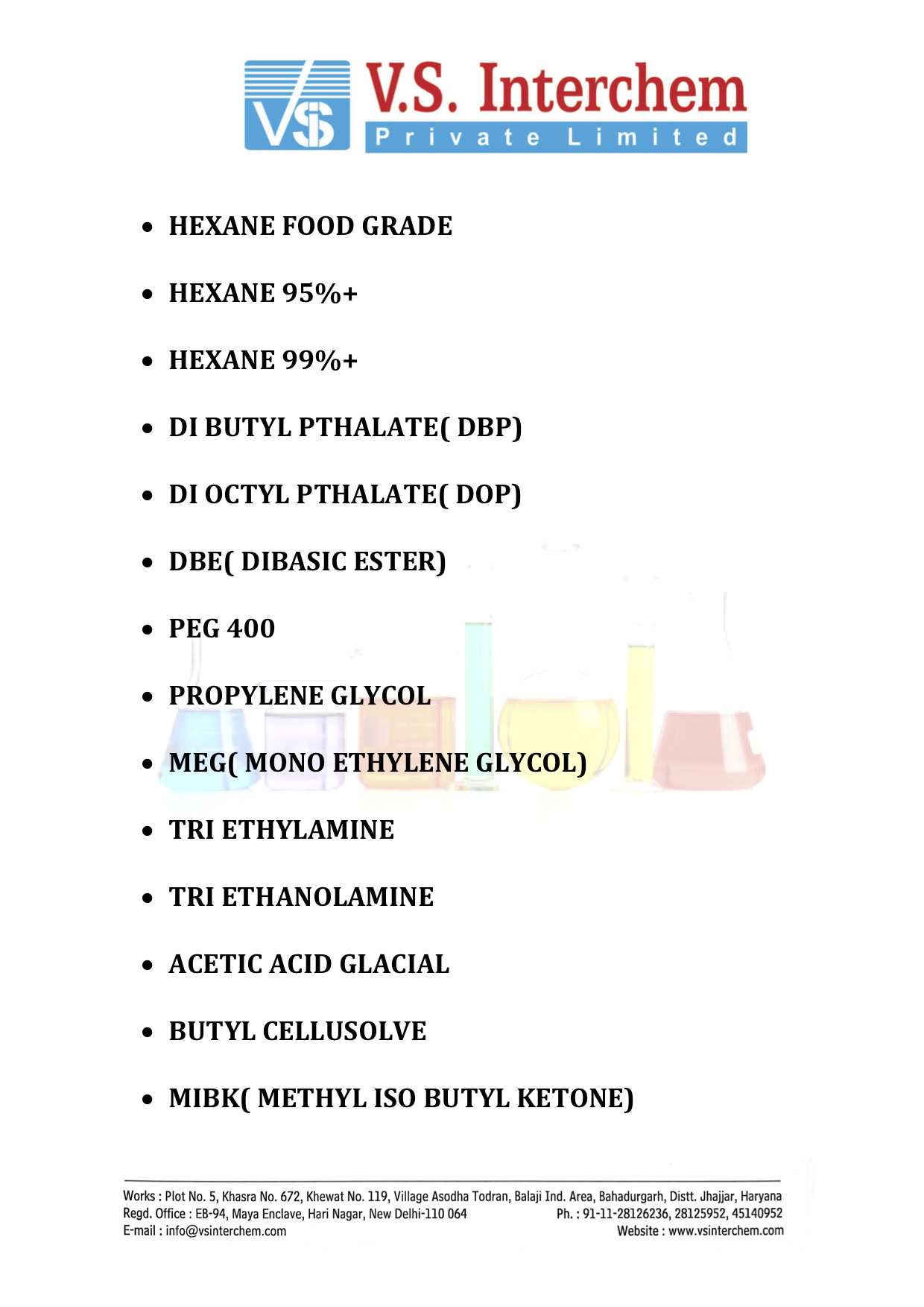 Product List VSI 22